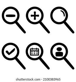 Magnifying Glass Icon Zoom Search People Icon ,search Date Icon ,checked Search Icon