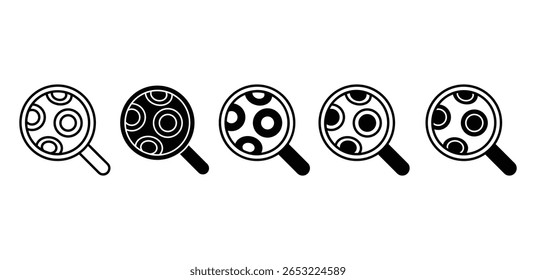 Magnifying Glass Icons with Circular Patterns Black and White Color Vector Design