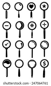 Magnifying glass icons set