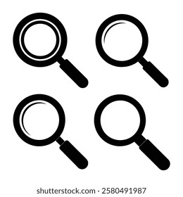 magnifying glass icons set in black color simple and clean vector illustration on a white background.
