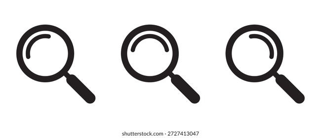 Ícones de Lupa Definidos para Design de Interface. Ícones de Pesquisa e Descoberta.