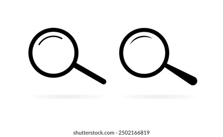 Magnifying Glass Icons. Silhouette style. Vector icons.