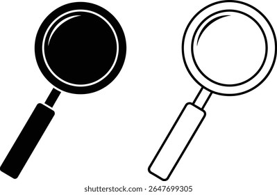 Magnifying Glass Icons in Solid and Outline Styles - Search and Zoom Vector Symbols
