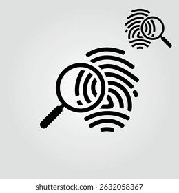 Magnifying glass identification icon. Finger Print Search icon. Can be used in web and mobile. simple icon illustration.