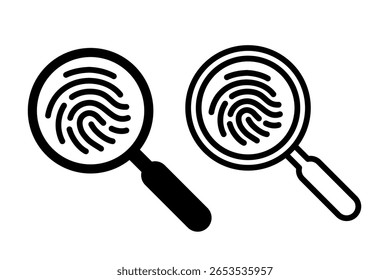 Magnifying glass identification icon. Finger Print Search icon. Anti Fingerprint vector. Not allow Fingerprint sign. Resistance fingerprint logo, no fingerprint, don't touch screen protector. Vector