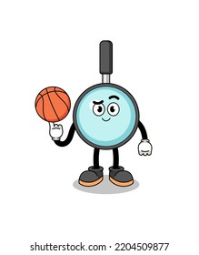 magnifying glass illustration as a basketball player , character design