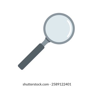 A magnifying glass illustration on white background. Flat vector clip art. 