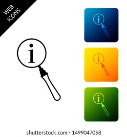 Magnifying glass and information icon isolated. Search with information sign. Set icons colorful square buttons. Vector Illustration