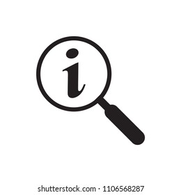 magnifying glass and information sign vector icon logo template