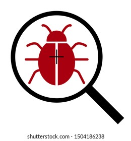 magnifying glass and insect images as symbols of virus information were detected.