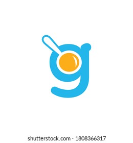Magnifying glass inside the letter G, vector symbol