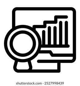 Magnifying glass is inspecting a financial chart, suggesting detailed analysis of market trends and investment opportunities