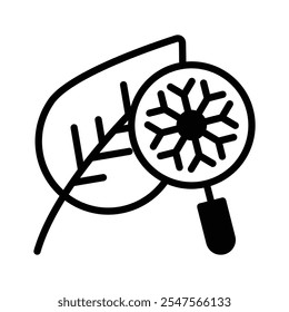 A magnifying glass inspecting a virus for medical or technological threats
