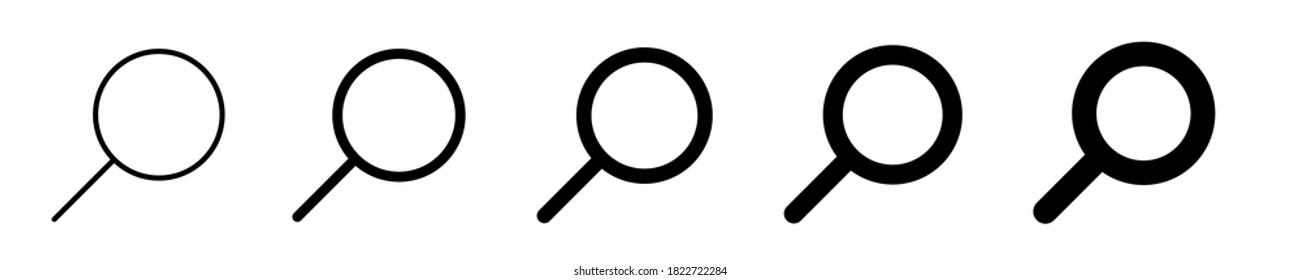 Magnifying glass instrument set icon, magnifying sign, glass, magnifier or loupe sign, search – vector