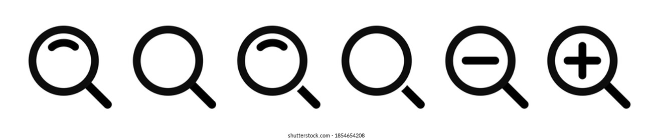 Magnifying glass instrument set icon, magnifying sign, glass, magnifier or loupe sign, search – for stock