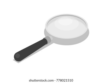 Magnifying glass isolated 3d isometric icon. Search, analysis or research business concept, magnifier symbol vector illustration.