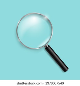 Magnifying Glass Isolated Mint background With Gradient Mesh, Vector Illustration