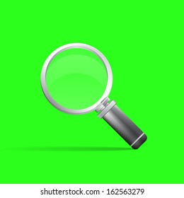 Magnifying Glass, Isolated On green Background,  Vector Illustration