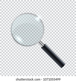 Magnifying glass isolated on transparent background.