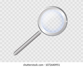 Magnifying glass isolated on transparent background. Vector illustation