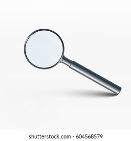 Magnifying glass isolated on a transparent background. The reflection of light and glare.Beautiful black handle.For those who have difficulty seeing.vector illustration.