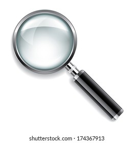 Magnifying glass isolated on white photo-realistic vector illustration