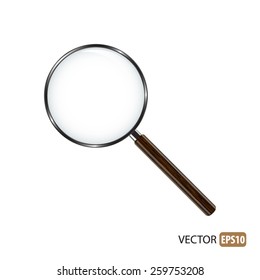 Magnifying glass isolated vector.