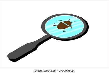 Vidrio de aumento. Composición isométrica. Ilustración del vector
