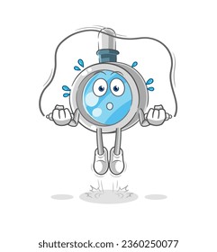 el ejercicio de la cuerda de saltar de cristal de aumento. vector de caracteres