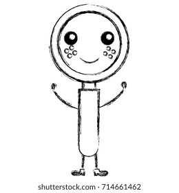magnifying glass kawaii character