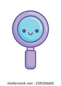 magnifying glass kawaii icon isolated