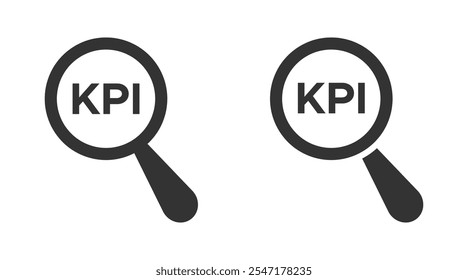 Lupa y KPI. Conjunto de iconos de Vector de indicador KPI