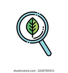Magnifying Glass with Leaf Icon