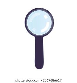 magnifying glass, lens icon cartoon vector isolated on white background. Discovery, analysis, scrutiny concept.