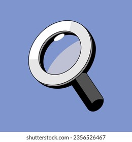 Vector plateado de lente de vidrio de aumento 
