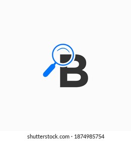 magnifying glass letter B logo