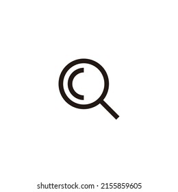 magnifying glass letter C geometric simple symbol logo vector