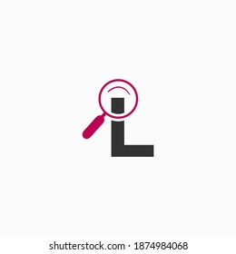 magnifying glass letter L logo
