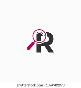 magnifying glass letter R logo