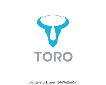 Magnifying glass, Letter T with Bull Head Vector Icon Logo Template