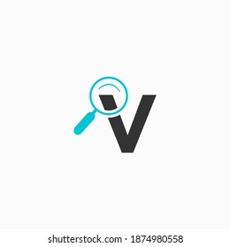 magnifying glass letter V logo