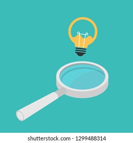 Magnifying glass and light bulb icon