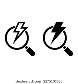 magnifying glass with lightning bolt icon vector