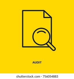 Magnifying Glass Like Check Assess. Scrutiny Plan, Verify Service Critique Process And Annual Examination Concept. Flat Style Logotype Graphic Design Quality Sign Or Success Proven On White Background