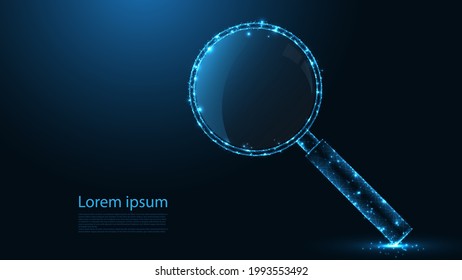 Magnifying glass line connection. Low poly wireframe design. Abstract geometric background. vector illustration.