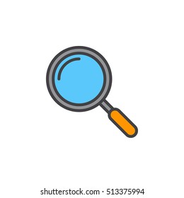 magnifying glass line icon, filled outline vector sign, linear colorful pictogram isolated on white. logo illustration