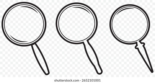 Magnifying glass line icon, outline vector sign, linear style pictogram isolated. Search, find symbol, logo illustration. Editable stroke. Pixel perfect on Transparent Background. EPS 10.
