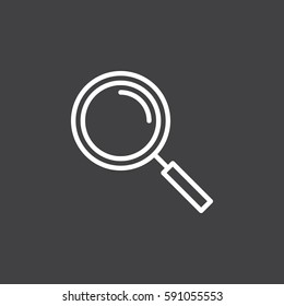 Magnifying Glass Line Icon, Outline Vector Sign, Linear White Pictogram. Search, Find Symbol, Logo Illustration. Editable Stroke. Pixel Perfect