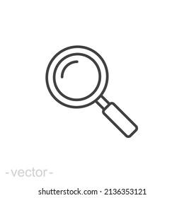 Magnifying glass line icon. Simple outline style. vector sign, linear pictogram isolated on white background. Logo illustration design. Editable stroke EPS 10.