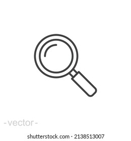 Magnifying glass line icon. Simple outline style. vector sign, linear pictogram isolated on white background. Logo illustration design. Editable stroke EPS 10.